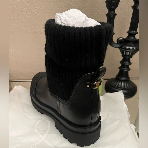 Sam Edelman Steele Knit Chelsea Black Leather Ankle Boots - Picture 7 of 9